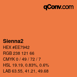 カラー名: Sienna2 HEX #EE7942 | qconv.com