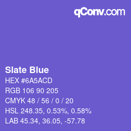カラー名: Slate Blue HEX #6A5ACD | qconv.com