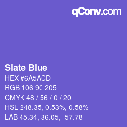 カラー名: Slate Blue HEX #6A5ACD | qconv.com