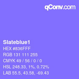 カラー名: Slateblue1 HEX #836FFF | qconv.com