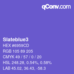 颜色名称: Slateblue3 HEX #6959CD | qconv.com