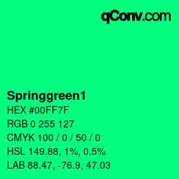 カラー名: Springgreen1 HEX #00FF7F | qconv.com