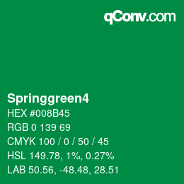 颜色名称: Springgreen4 HEX #008B45 | qconv.com