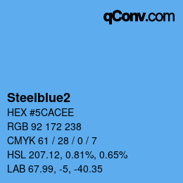 Nom de la couleur: Steelblue2 HEX #5CACEE | qconv.com