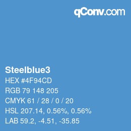 Nom de la couleur: Steelblue3 HEX #4F94CD | qconv.com