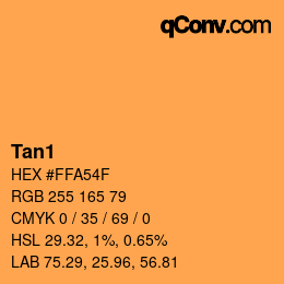 Nom de la couleur: Tan1 HEX #FFA54F | qconv.com