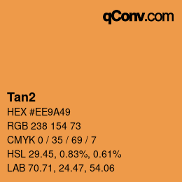 Nom de la couleur: Tan2 HEX #EE9A49 | qconv.com