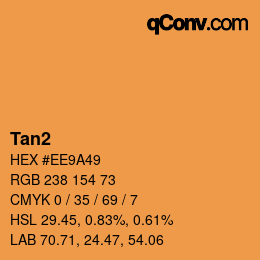 Nom de la couleur: Tan2 HEX #EE9A49 | qconv.com