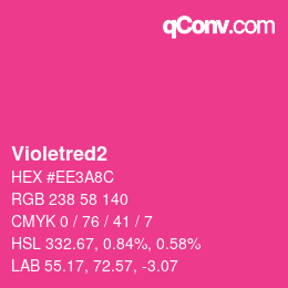 颜色名称: Violetred2 HEX #EE3A8C | qconv.com