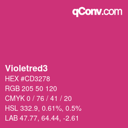 カラー名: Violetred3 HEX #CD3278 | qconv.com