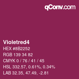 カラー名: Violetred4 HEX #8B2252 | qconv.com