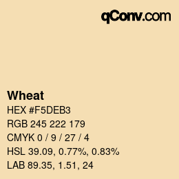 Nom de la couleur: Wheat HEX #F5DEB3 | qconv.com