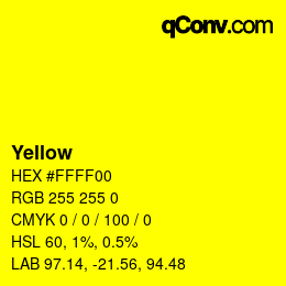 Nom de la couleur: Yellow HEX #FFFF00 | qconv.com