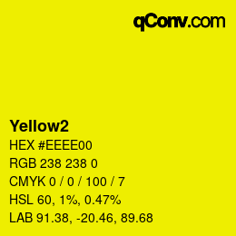 カラー名: Yellow2 HEX #EEEE00 | qconv.com