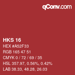 颜色代码: HKS 16 | qconv.com