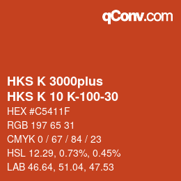 Code couleur: HKS K 3000plus - HKS K 10 K-100-30 | qconv.com