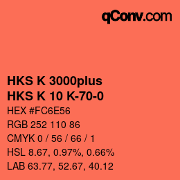 Color code: HKS K 3000plus - HKS K 10 K-70-0 | qconv.com
