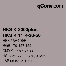 Color code: HKS K 3000plus - HKS K 11 K-20-50 | qconv.com
