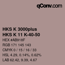 Color code: HKS K 3000plus - HKS K 11 K-40-50 | qconv.com
