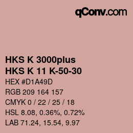 Color code: HKS K 3000plus - HKS K 11 K-50-30 | qconv.com
