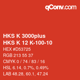 Farbcode: HKS K 3000plus - HKS K 12 K-100-10 | qconv.com
