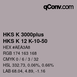 Color code: HKS K 3000plus - HKS K 12 K-10-50 | qconv.com