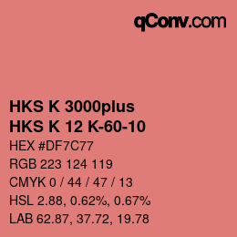 Color code: HKS K 3000plus - HKS K 12 K-60-10 | qconv.com
