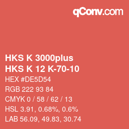 Farbcode: HKS K 3000plus - HKS K 12 K-70-10 | qconv.com