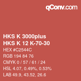 カラーコード: HKS K 3000plus - HKS K 12 K-70-30 | qconv.com