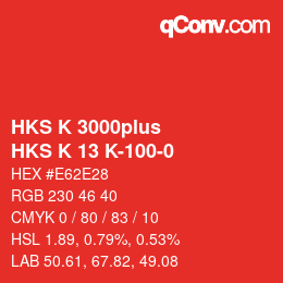 Farbcode: HKS K 3000plus - HKS K 13 K-100-0 | qconv.com