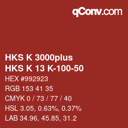 Farbcode: HKS K 3000plus - HKS K 13 K-100-50 | qconv.com