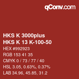 Color code: HKS K 3000plus - HKS K 13 K-100-50 | qconv.com