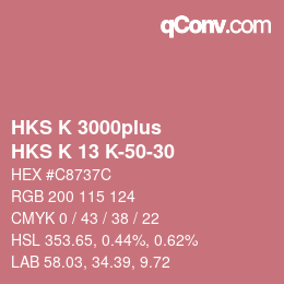 Color code: HKS K 3000plus - HKS K 13 K-50-30 | qconv.com