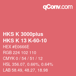 Color code: HKS K 3000plus - HKS K 13 K-60-10 | qconv.com