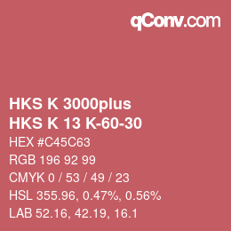 Color code: HKS K 3000plus - HKS K 13 K-60-30 | qconv.com