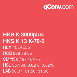 Farbcode: HKS K 3000plus - HKS K 13 K-70-0 | qconv.com