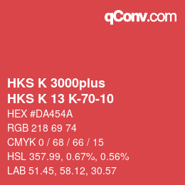 カラーコード: HKS K 3000plus - HKS K 13 K-70-10 | qconv.com