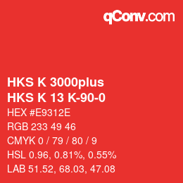 Color code: HKS K 3000plus - HKS K 13 K-90-0 | qconv.com