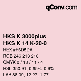 Color code: HKS K 3000plus - HKS K 14 K-20-0 | qconv.com