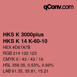 Color code: HKS K 3000plus - HKS K 14 K-60-10 | qconv.com