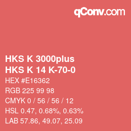 Farbcode: HKS K 3000plus - HKS K 14 K-70-0 | qconv.com
