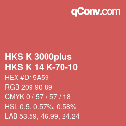 Color code: HKS K 3000plus - HKS K 14 K-70-10 | qconv.com