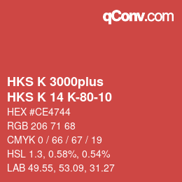 Color code: HKS K 3000plus - HKS K 14 K-80-10 | qconv.com