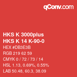 Color code: HKS K 3000plus - HKS K 14 K-90-0 | qconv.com