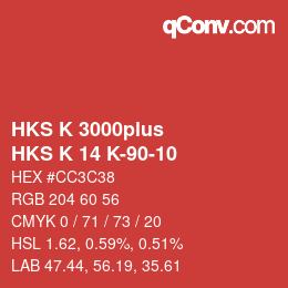Color code: HKS K 3000plus - HKS K 14 K-90-10 | qconv.com