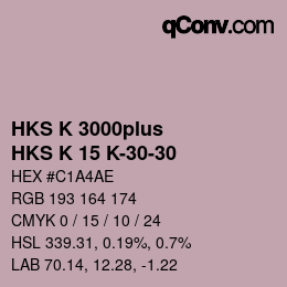 Color code: HKS K 3000plus - HKS K 15 K-30-30 | qconv.com