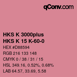 Color code: HKS K 3000plus - HKS K 15 K-60-0 | qconv.com