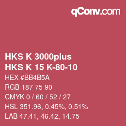 Color code: HKS K 3000plus - HKS K 15 K-80-10 | qconv.com