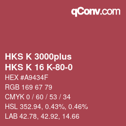 Color code: HKS K 3000plus - HKS K 16 K-80-0 | qconv.com