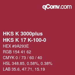 Color code: HKS K 3000plus - HKS K 17 K-100-0 | qconv.com